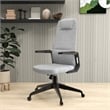 High-Back Office Chair in Polyester Adjustable Height Swivel in Gray Polyester