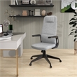 High-Back Office Chair in Polyester Adjustable Height Swivel in Gray Polyester
