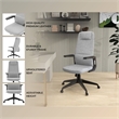 High-Back Office Chair in Polyester Adjustable Height Swivel in Gray Polyester