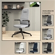 High-Back Office Chair in Polyester Adjustable Height Swivel in Gray Polyester