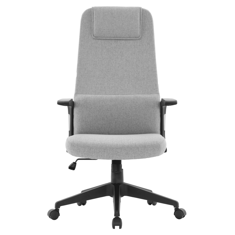 High-Back Office Chair in Polyester Adjustable Height Swivel in Gray Polyester