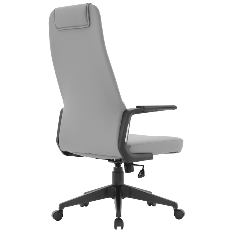 High-Back Office Chair in Leather Adjustable Height Swivel in Gray