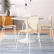 Transparent Plastic Dining Chair White Stainless Steel Base in Amber