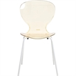 Transparent Plastic Dining Chair White Stainless Steel Base in Amber