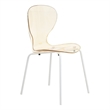Transparent Plastic Dining Chair White Stainless Steel Base in Amber