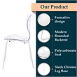 Transparent Plastic Dining Chair White Stainless Steel Base in Clear