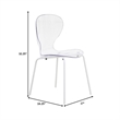 Transparent Plastic Dining Chair White Stainless Steel Base in Clear
