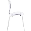 Transparent Plastic Dining Chair White Stainless Steel Base in Clear