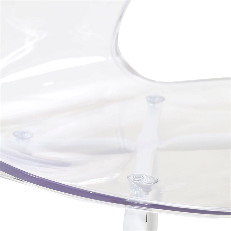 Transparent Plastic Dining Chair White Stainless Steel Base in Clear