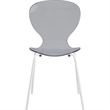 Transparent Plastic Dining Chair White Stainless Steel Base in Transparent Black