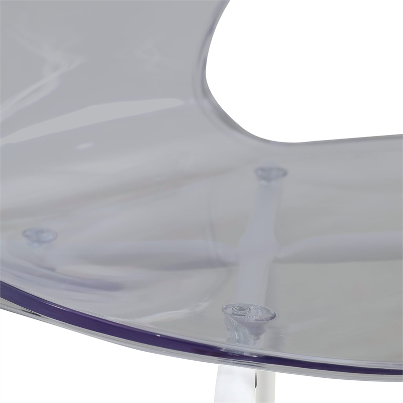 Transparent Plastic Dining Chair White Stainless Steel Base in Transparent Black