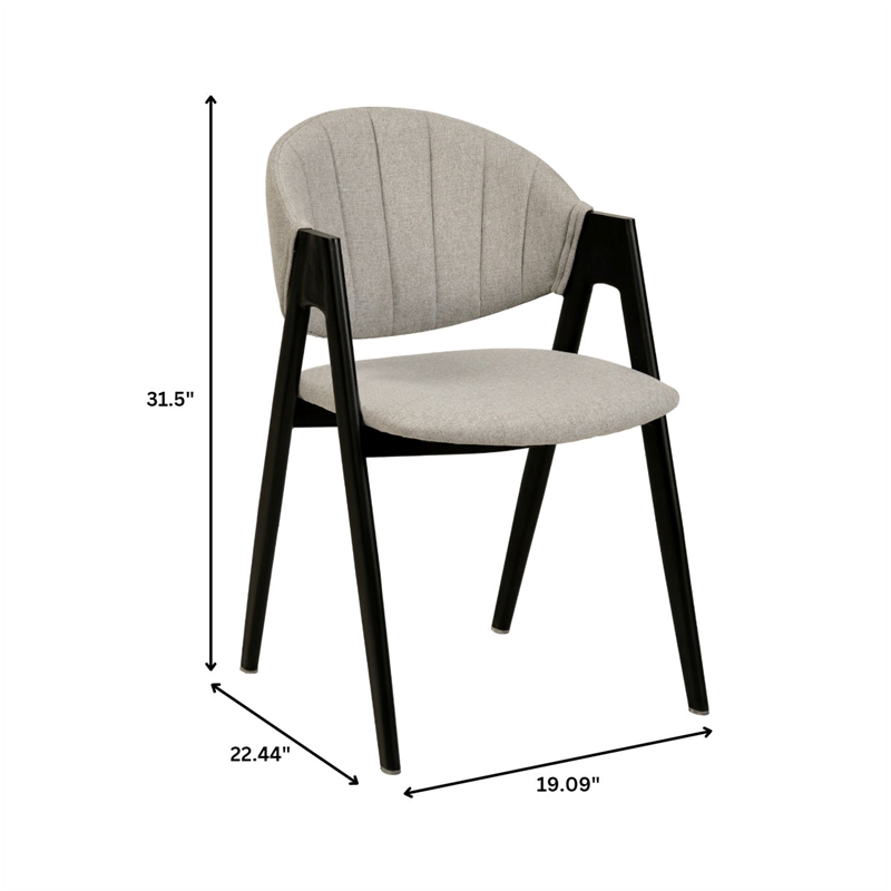 Dining Chair in Polyester with Curved Back and Iron Base in Gray