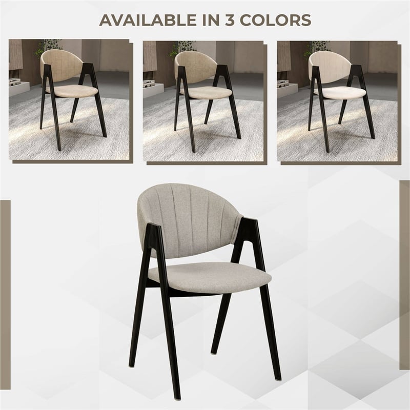 Dining Chair in Polyester with Curved Back and Iron Base in Gray