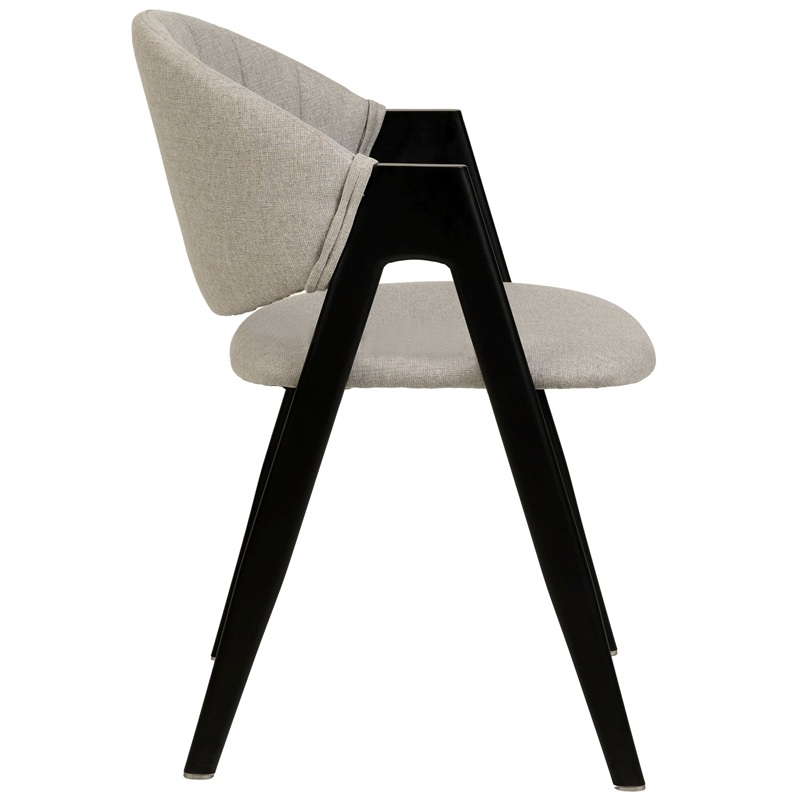 Dining Chair in Polyester with Curved Back and Iron Base in Gray