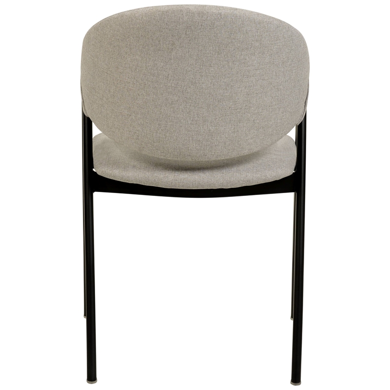 Dining Chair in Polyester with Curved Back and Iron Base in Gray