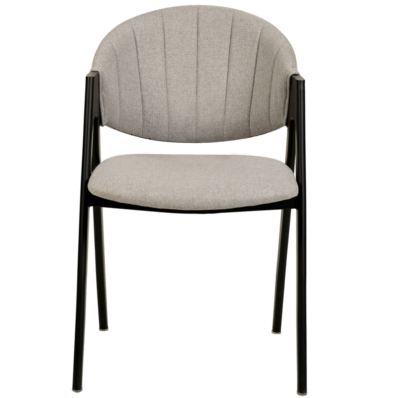 Dining Chair in Polyester with Curved Back and Iron Base in Gray