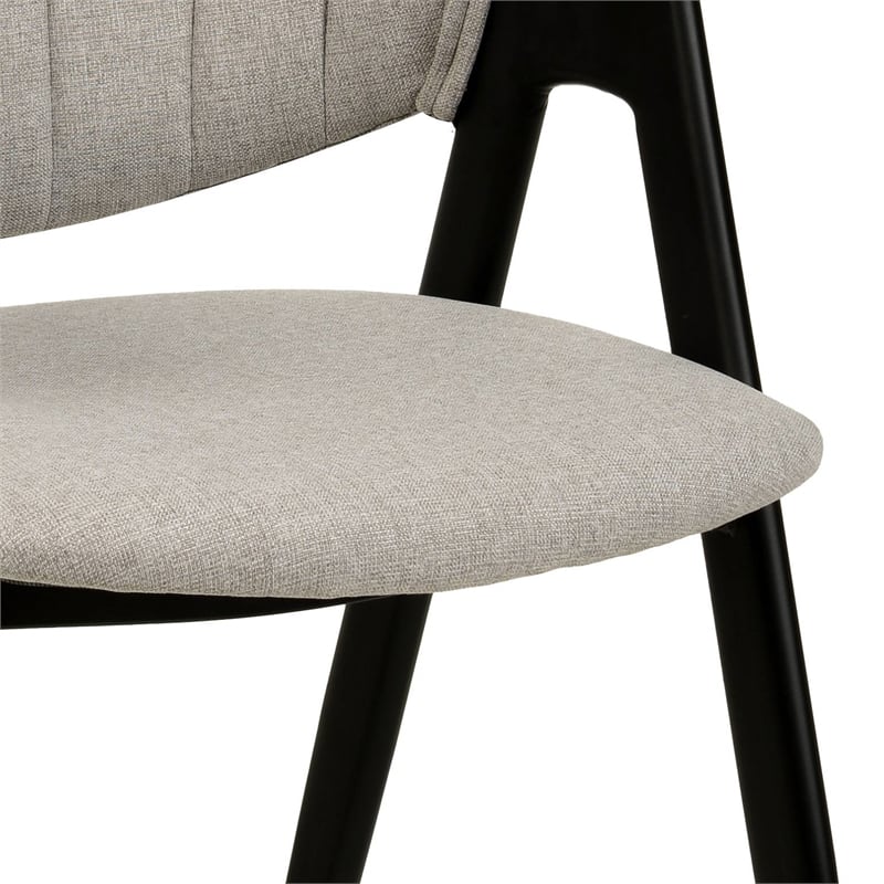 Dining Chair in Polyester with Curved Back and Iron Base in Gray