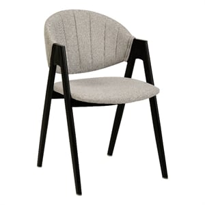 Dining Chair in Polyester with Curved Back and Iron Base in Gray