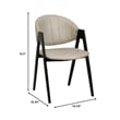 Dining Chair in Leather with Curved Back and Iron Base in Taupe