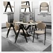 Dining Chair in Leather with Curved Back and Iron Base in Taupe