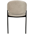 Dining Chair in Leather with Curved Back and Iron Base in Taupe