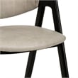 Dining Chair in Leather with Curved Back and Iron Base in Taupe