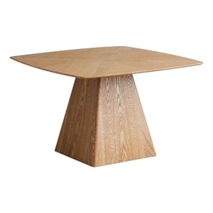 47&quot Square Dining Table in Ash Wood Veneer with Rectangular Base in Natural Wood