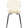 Transparent Plastic Side Chair with Black Metal Base in Amber