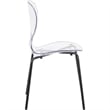 Transparent Plastic Side Chair with Black Metal Base in Clear