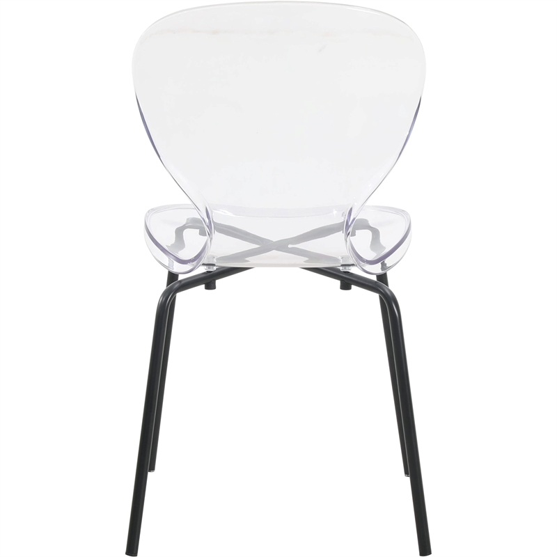 Transparent Plastic Side Chair with Black Metal Base in Clear