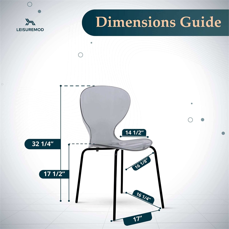 Transparent Plastic Side Chair with Black Metal Base in Black