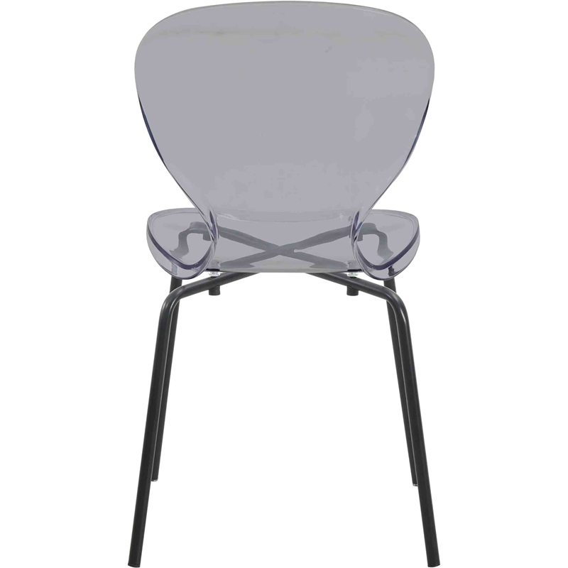 Transparent Plastic Side Chair with Black Metal Base in Black
