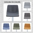 Adjustable Height Bar Stool in Leather with White Iron Base in Charcoal Black