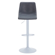 Adjustable Height Bar Stool in Leather with White Iron Base in Charcoal Black