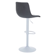 Adjustable Height Bar Stool in Leather with White Iron Base in Charcoal Black