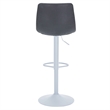 Adjustable Height Bar Stool in Leather with White Iron Base in Charcoal Black