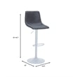 Adjustable Height Bar Stool in Leather with White Iron Base in Charcoal Black