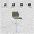 Adjustable Height Bar Stool in Leather with White Iron Base in Olive Green