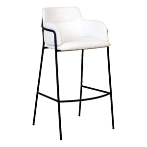 40&quot Bar Stool in Polyester with Stainless-Steel Frame and Footrest in White
