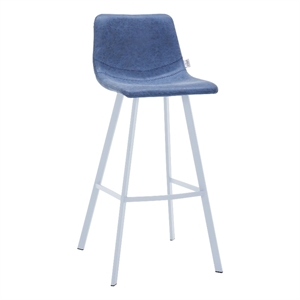 Leather 41&quot Counter Height Bar Stool with Stainless Steel Legs in Peacock Blue