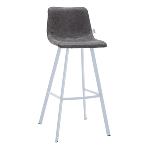 Leather 41&quot Counter Height Bar Stool with Stainless Steel Legs in Gray
