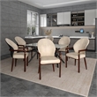 Velvet Dining Arm Chair in Rubberwood with Gold Accents in Taupe