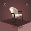 Velvet Dining Arm Chair in Rubberwood with Gold Accents in Taupe