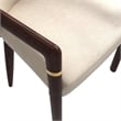 Velvet Dining Arm Chair in Rubberwood with Gold Accents in Taupe