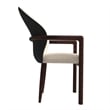 Velvet Dining Arm Chair in Rubberwood with Gold Accents in Taupe