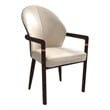 Velvet Dining Arm Chair in Rubberwood with Gold Accents in Taupe