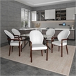 Velvet Dining Arm Chair in Rubberwood with Gold Accents in White