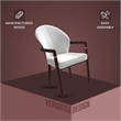 Velvet Dining Arm Chair in Rubberwood with Gold Accents in White