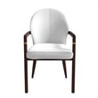 Velvet Dining Arm Chair in Rubberwood with Gold Accents in White