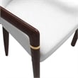 Velvet Dining Arm Chair in Rubberwood with Gold Accents in White